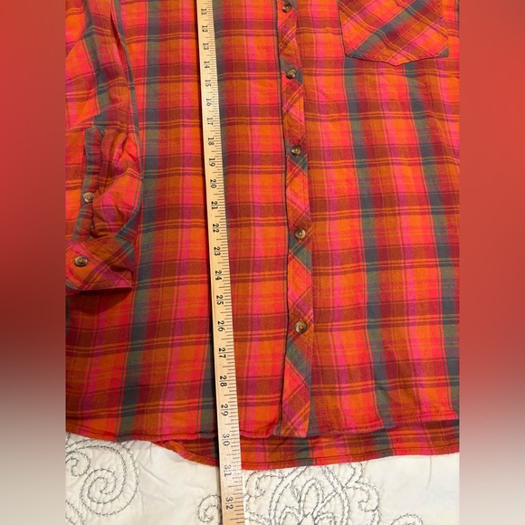 Sonoma 3X Flannel shirt, EUC, reddish orange color, plus size - Picture 8 of 9